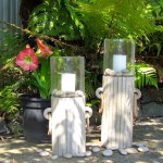 White washed candle holders